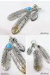 画像2: シルバー925 フェザー トップ 金縄 フェザーネックレス ターコイズ トルコ石 ハンドメイドネックレス インディアンフェイス インディアンジュエリー ネイティブ ペンダント フェザー イーグル パーツ ネックレス メンズ レディース メール便送料無料 (2)