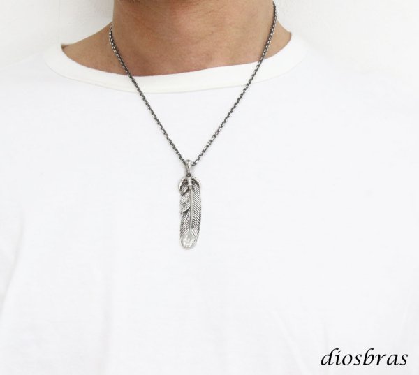 画像2: シルバー925 フェザー トップ イーグル クロウ 爪 フェザーネックレス ハンドメイドネックレス インディアンジュエリー ネイティブ シルバー925ペンダント フェザー イーグル  パーツ メンズ レディース ゴールド 真鍮 メール便なら送料無料 (2)