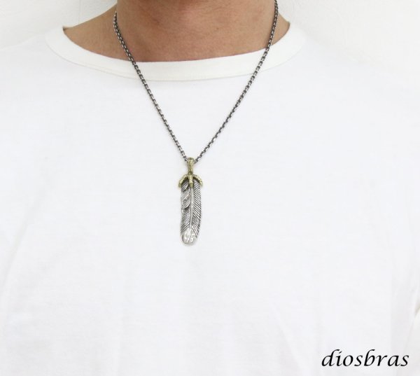 画像4: シルバー925 フェザー トップ イーグル クロウ 爪 フェザーネックレス ハンドメイドネックレス インディアンジュエリー ネイティブ シルバー925ペンダント フェザー イーグル  パーツ メンズ レディース ゴールド 真鍮 メール便なら送料無料 (4)