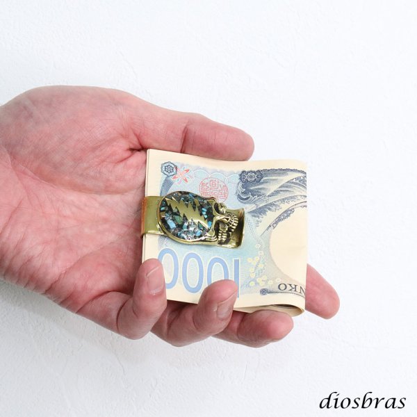 画像2: マネークリップ スカル リング 髑髏 骸骨 ゴールド プレーン 金 稲妻 ターコイズ マネークリップ 財布 シンプル ジュエリー ウォレット マネークリップ  メンズ レディース 男女兼用 メダル シルバー925 真鍮 ブラス  メール便送料無料 (2)