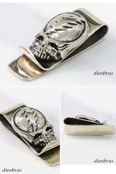 画像3: マネークリップ スカル リング 髑髏 骸骨 シルバー プレーン 金 ターコイズ マネークリップ 財布 シンプル ジュエリー ウォレット マネークリップ  メンズ レディース 男女兼用 メダル シルバー925 真鍮 ブラス  メール便送料無料 (3)