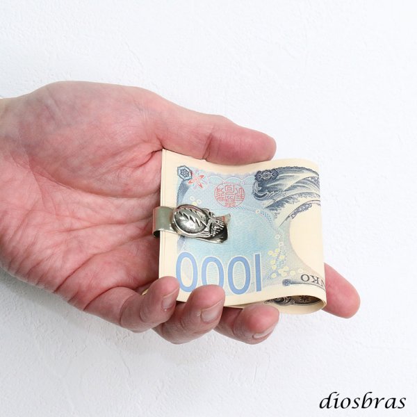 画像4: マネークリップ スカル リング 髑髏 骸骨 シルバー プレーン 金 ターコイズ マネークリップ 財布 シンプル ジュエリー ウォレット マネークリップ  メンズ レディース 男女兼用 メダル シルバー925 真鍮 ブラス  メール便送料無料 (4)