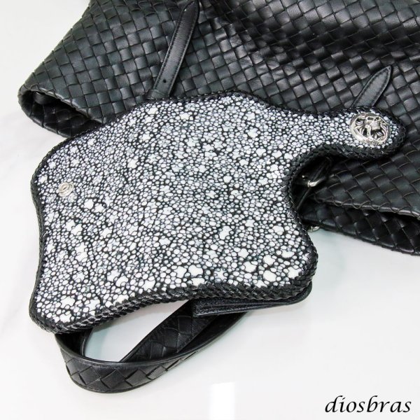 画像5: メンズ長財布 バイカーズウォレット イバラエイ レザーウォレット 本革 カットスティングレー スター エイ革 長財布 バイカーズウォレット シルバー925コンチョ 革財布 皮財布 ロングウォレット 天然皮革 梅花皮 かいらぎ メンズ 長財布 ガルーシャ (5)