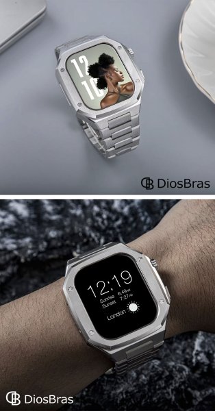 画像3: apple watch アップルウォッチ  バンド ステンレス ケース　カバー 一体型 バンド ラバー 高級ベルト ケースバンド メンズ ベルト ステンレス 44mm 40mm 41mm 45mm 一体型 おしゃれ 腕時計 プレゼント クロコダイル レザーストラップ  Series4/5/6/7/8/9/10/SE (3)