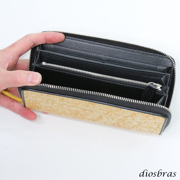 画像6: 財布 ラウンドファスナー スティングレイ メンズ レディース 本革 スティングレー スター エイ革 梅花皮 かいらぎ イバラエイ ウォレット ガルーシャ ラウンド ジッパー スタースティングレー レザーウォレット ロングウォレット  長財布 牛革 ハンドメイド ゴールドパール (6)