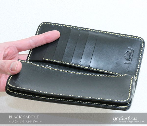 画像4: メンズ長財布 レザーウォレット 本革 サドルレザー 牛革 シンプルウォレット メンズ長財布 レザーウォレット メンズ 長財布 革財布 皮財布 ロングウォレット 本物 天然皮革 ハンドメイド ウォレット お財布 紳士財布 婦人財布 プレゼント サイフ ヌメ革 ブラック 黒 (4)
