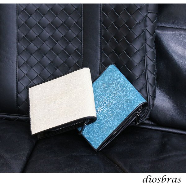 画像12: メンズ二つ折り レザーウォレット 本革 スティングレイ エイ革 ガルーシャ シンプルウォレット スリム 薄い 短財布 レザーウォレット 革財布 皮財布 ショートウォレット ウォレット 紳士財布 婦人財布 サイフ 二つ折り財布 メンズ レディース 財布 L型コインファスナー (12)