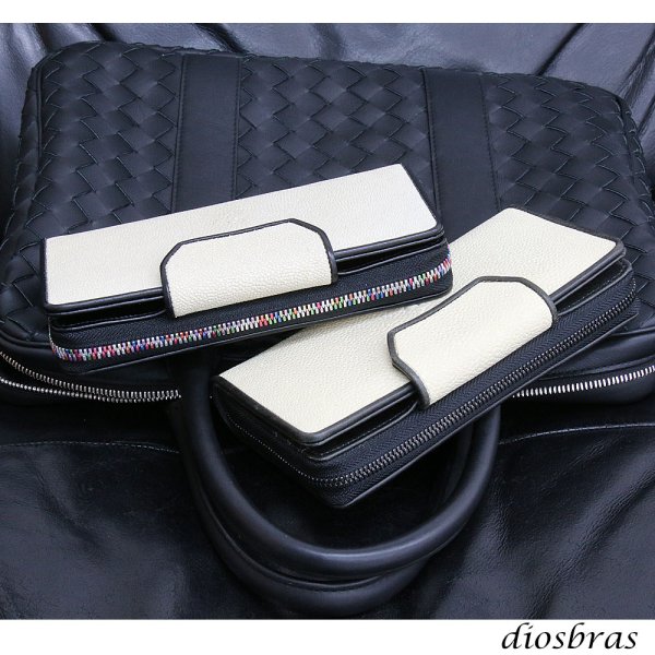 画像8: 財布 スティングレイ ガルーシャ 財布 スティングレー エイ革 ラウンドファスナー メンズ レディース 本革 エイ革 大人気 ウォレット ラウンド ジッパー ZIPPER ヌメ革 レザーウォレット ロングウォレット バイカー 長財布 牛革 紳士 婦人 バニラホワイト (8)