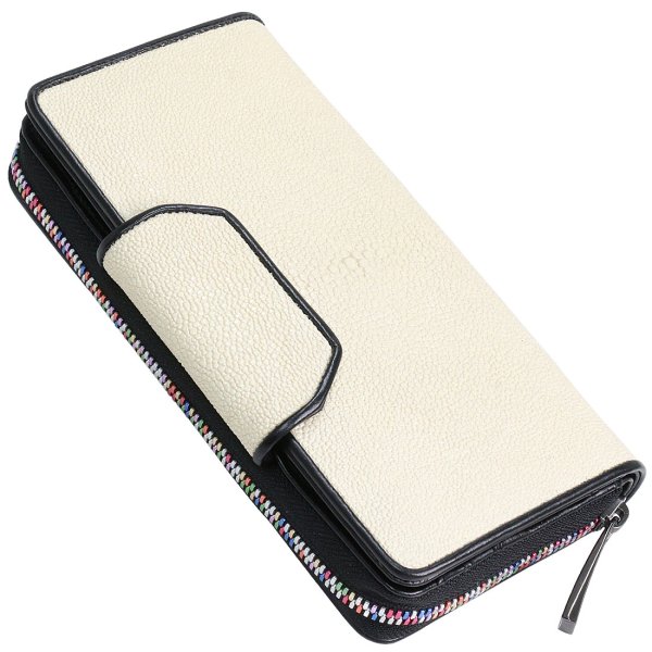 画像21: 財布 スティングレイ ガルーシャ 財布 スティングレー エイ革 ラウンドファスナー メンズ レディース 本革 エイ革 大人気 ウォレット ラウンド ジッパー ZIPPER ヌメ革 レザーウォレット ロングウォレット バイカー 長財布 牛革 紳士 婦人 バニラホワイト (21)