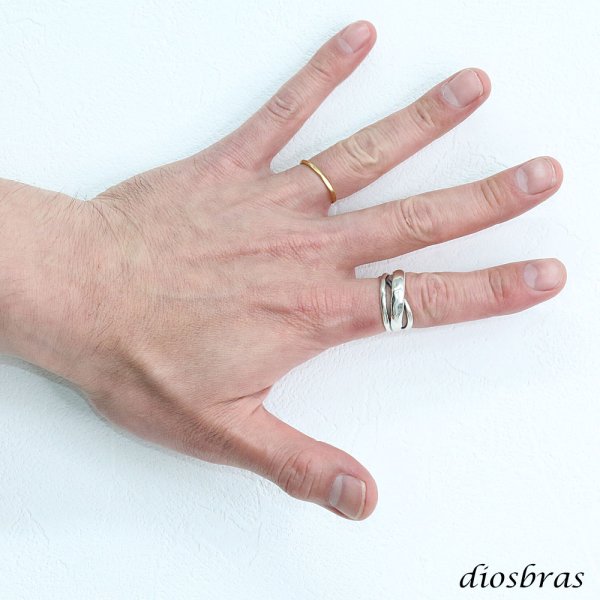 画像3: 3連 シルバーリング  リング ハンドメイド ねじり 編み込み チェーン リング ツイスト  シルバーアクセサリー 3つ編み 4つ編み シルバーアクセサリー メンズ シルバーリング 指輪 シルバー925 フリーサイズ メール便全国送料無料 (3)