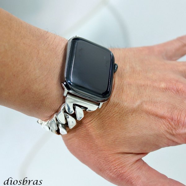 画像3: アップルウォッチ  シルバー925 バンド  ブレス　メンズ apple watch  高級 一体型 　高級ベルト ベルト 44mm 45mm  46mm 49mm シリーズ10  おしゃれ (3)