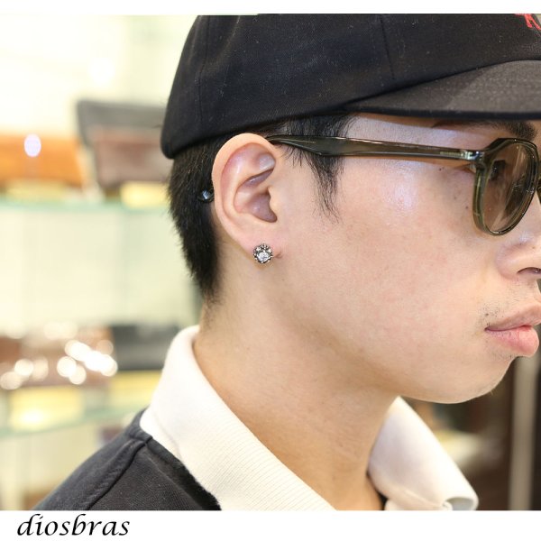 画像5: スカル ジルコニア 王冠 クラウン シルバー925 ピアス アクセサリー 本物シルバー925◇スカルヘッド ◇片方ピアス メンズ レディース (5)