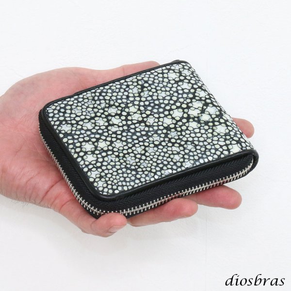 画像6: 財布 ラウンドファスナー スティングレイ メンズ レディース 本革 スティングレー スター エイ革 梅花皮 かいらぎ イバラエイ ウォレット ガルーシャ ラウンド ジッパー スタースティングレー レザーウォレット  バイカー ショート 二つ折り財布 牛革 ハンドメイド (6)