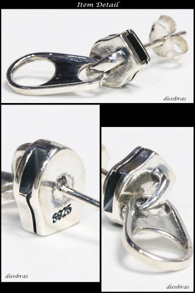 画像2: ピアス ジッパー ファスナー ドロップピアス  シルバーアクセサリー シルバーピアス シルバー925 ピアス  片方  ピアス片耳 片方販売ピアス メンズ レディース (2)