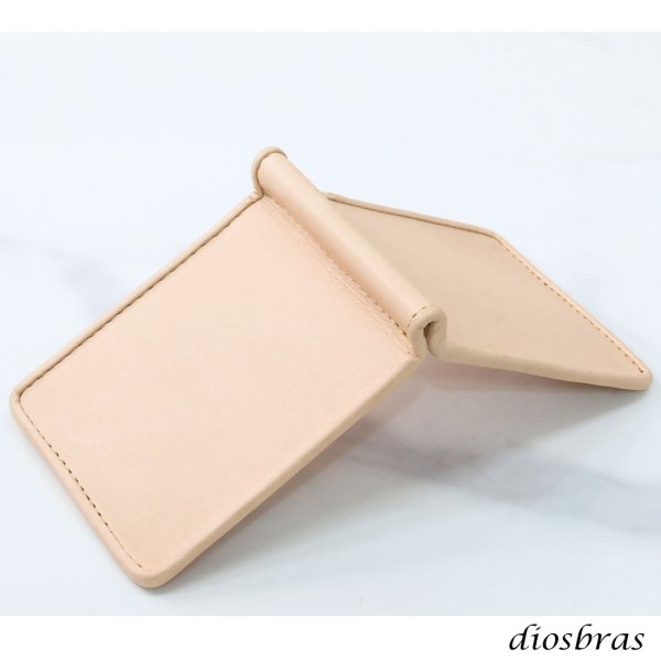 画像3: メンズ二つ折り マネークリップウォレット レザーウォレット 本革 サドルレザー 牛革 シンプル スリム  カードケース 小銭入れなし 短財布  革財布 皮財布 ショートウォレット 本物 天然 紳士財布 婦人財布 プレゼント サイフ 二つ折り財布 メンズ 財布 ナチュラル 黒 茶 (3)