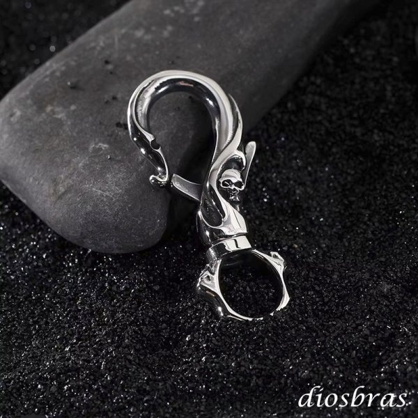 画像5: キーホルダー キーフック キーチェーン　カラビナ　ナスカン カスタム シルバー   スカル ドクロ 骸骨 髑髏  ステンレス製 キーホルダー (5)