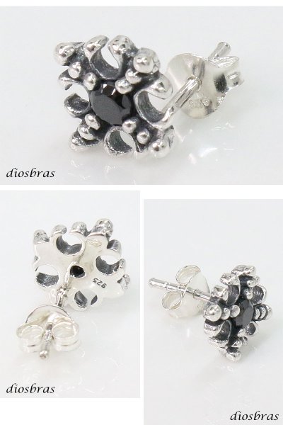 画像2: シルバー925 クロス 十字架 ブラック ジルコニア 片方ピアス メンズ レディース ブリリアンカット 多角カッティング 極小クロス (2)