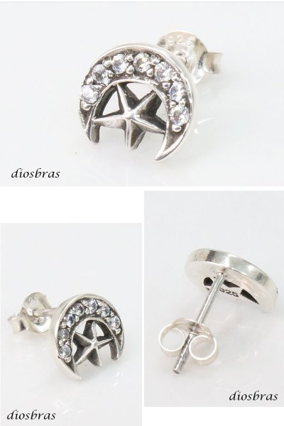 画像2: ピアス 月 ムーン 星 スター ジルコニア ピアス ワンポイントピアス シルバー925 片方 ピアス片耳 単品販売 ピアス メンズ レディース (2)