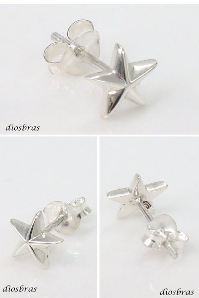 画像2: ピアス 星 ラッキー スター シルバーアクセサリー シルバーピアス 本物シルバー925 片方 ピアス片耳 片方販売ピアス メンズ レディース (2)