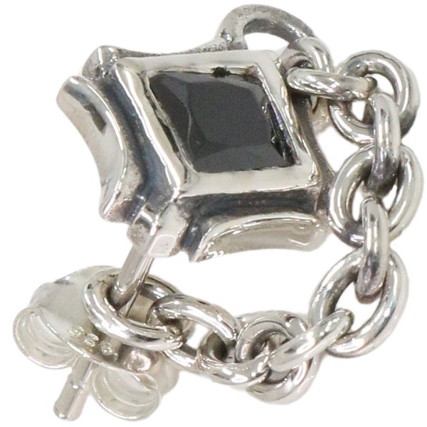 画像1: 本物シルバー９２５ クロス チェーン 十字架 ブラック 片方ピアス メンズ レディース ブリリアンカット 多角カッティング  極小クロス ジルコニア (1)