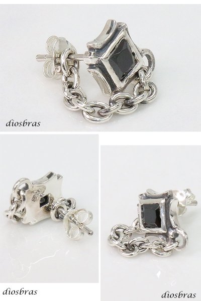 画像2: 本物シルバー９２５ クロス チェーン 十字架 ブラック 片方ピアス メンズ レディース ブリリアンカット 多角カッティング  極小クロス ジルコニア (2)