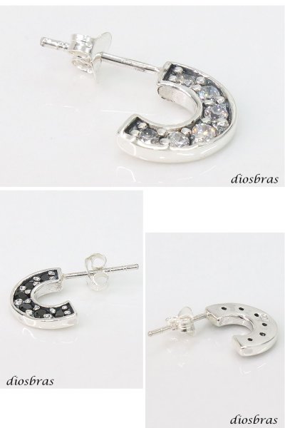 画像3: ピアス ジルコニア フープ リング シルバー925 ピアス メンズ レディース アクセサリー 両耳 2個セット (3)