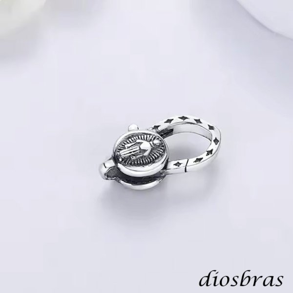 画像6: チェーン フック シルバー９２５ マリア メダイ キリスト マリア様 スター 星 クリスチャン カスタムパーツ ロブスター クラスプ ロック 両面デザイン (6)