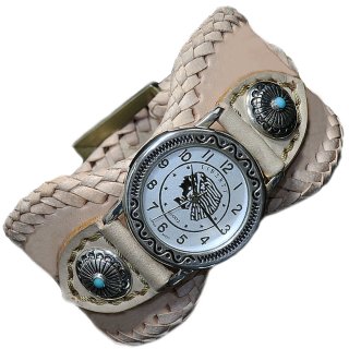 ワイルドかつシンプルにデザインしたサドルレザーターコイズウォッチ