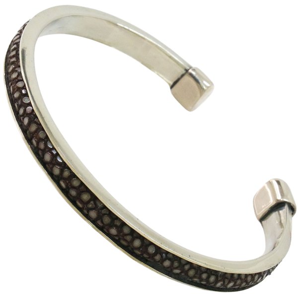 画像6: バングル  シルバーアクセサリー ガルーシャ 鏡面 スティングレイ エイ革 スティングレー シンプルデザイン  ブルー ブラック メンズ シルバーバングル ブレスレット メンズアクセサリー プレゼントに人気 送料無料 (6)