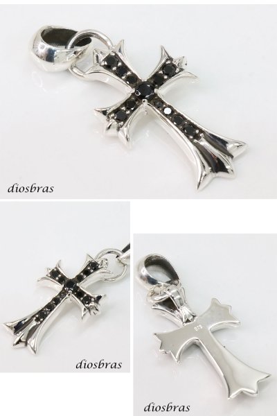 画像2: クロス ペンダント クロス 十字架 ミニクロス ブラック ジルコニア シルバー925 ペンダント トップ シルバー 925 ネックレス  ネックレス  メンズ レディース メール便なら送料無料 (2)