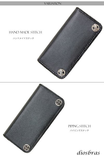 画像4: 長財布 クロス トラッカーウォレット シルバー925製 コンチョ 十字架 レザーウォレット 革財布 本革 レザー シュリンクレザー かぶせ財布 ウォレット ハンドメイド 牛革 レディース おしゃれ スリム メンズ長財布  男性 女性 メンズ財布 ファスナー カード収納 大容量 (4)