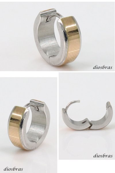 画像2: ステンレス フープピアス シルバー 金属アレルギー対応 メタル素材 シンプル 小さめ フープ リング 輪っか ピアス ゴールド メンズ アクセサリー レディース 中折れ式 13mm (2)