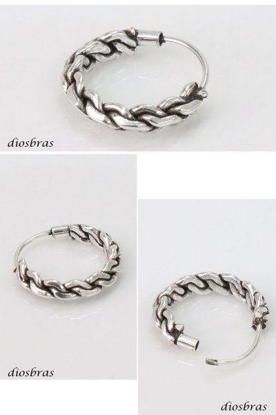 画像2: フープピアス リングピアス チェーン ピアス ユニセックスピアス  リングタイプ オピアス 単品売り 片方売り シルバー925ピアス メンズ レディース (2)
