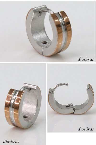 画像2: ステンレス フープピアス シルバー 金属アレルギー対応 メタル素材 シンプル 小さめ フープ リング 輪っか ピアス ゴールド メンズ アクセサリー レディース 中折れ式 13mm (2)