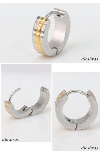 画像2: ステンレス フープピアス シルバー 金属アレルギー対応 メタル素材 シンプル 小さめ フープ ループ リング 輪っか ピアス ゴールド メンズ アクセサリー レディース 中折れ式 13mm (2)