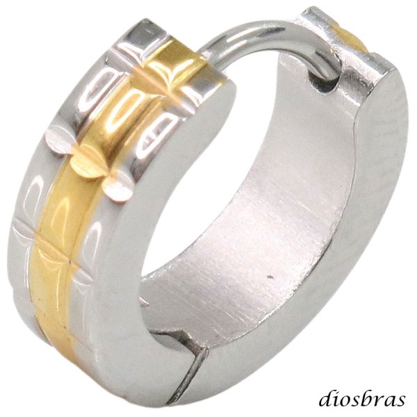 画像1: ステンレス フープピアス シルバー 金属アレルギー対応 メタル素材 シンプル 小さめ フープ ループ リング 輪っか ピアス ゴールド メンズ アクセサリー レディース 中折れ式 13mm (1)