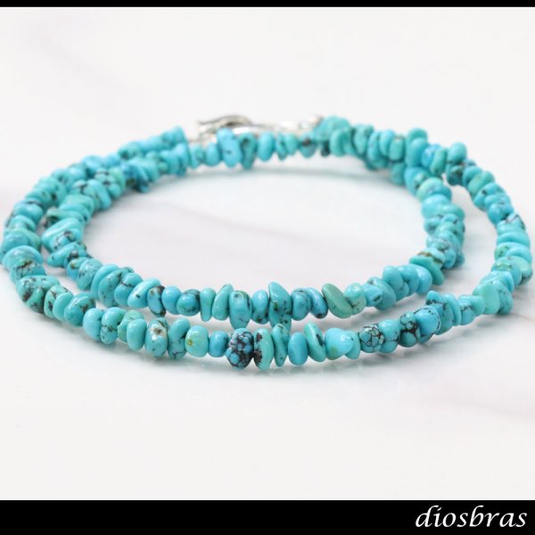 画像3: ターコイズ 馬蹄 ホースシュー フェザー ネックレス　チェーン 天然石 メンズ ネイティブ  羽 ターコイズ シルバー９２５ チェーン さざれ石 メディスンホイール フェザー (3)