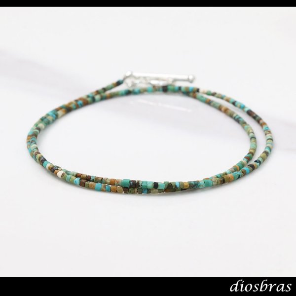 画像3: ターコイズ Tバー 極細1.7mm ネックレス　チェーン 天然石 メンズ ネイティブ  ターコイズ シルバー９２５ チェーン さざれ石 シンプル (3)