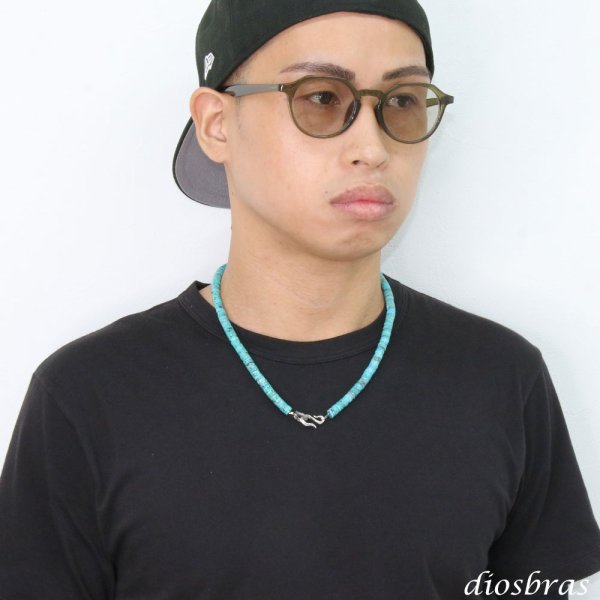 画像8: ターコイズ 馬蹄 ホースシュー フェザー ネックレス　チェーン 天然石 メンズ ネイティブ  羽 ターコイズ シルバー９２５ チェーン さざれ石 メディスンホイール フェザー (8)