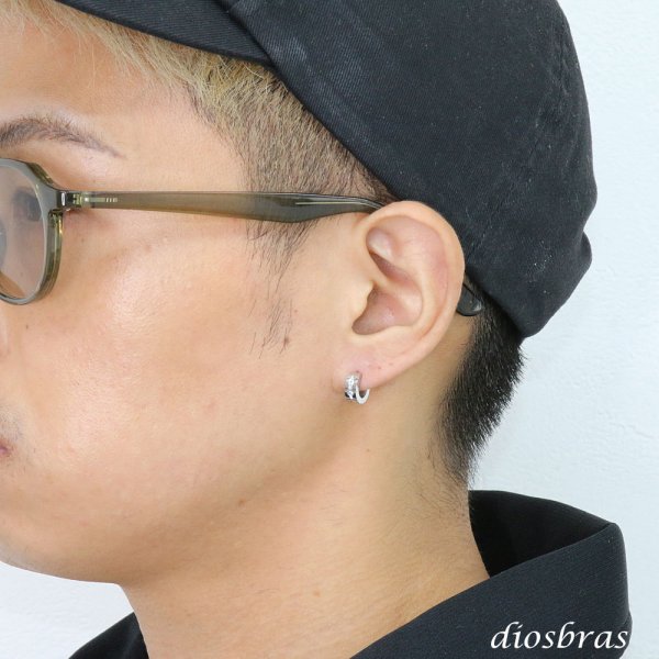 画像3: ステンレス フープピアス ジルコニア シルバー 金属アレルギー対応 メタル素材 シンプル 小さめ フープ ループ リング 輪っか ピアス アクセサリー メンズ レディース 中折れ式 10mm (3)