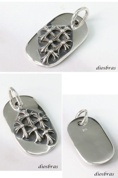 画像2: クロス ペンダント プレート ドッグタグ クロス 十字架 クロス シルバー925 ペンダント ジルコニア トップ シルバー 925 ネックレス  ネックレス  メンズ レディース メール便なら送料無料 (2)