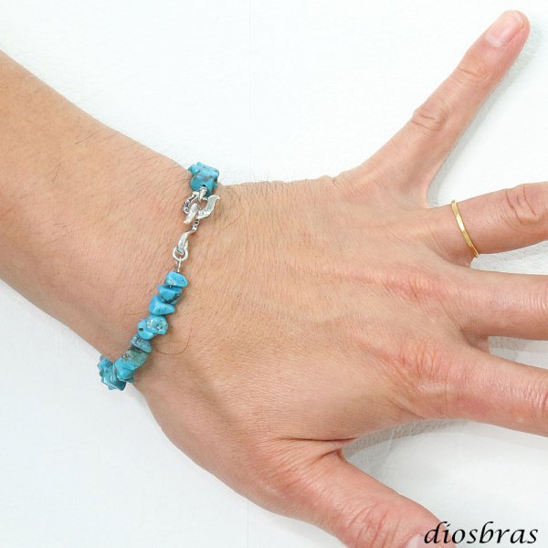 画像8: diosbras-ディオブラス ターコイズ 馬蹄 ホースシュー フェザー ブレスレット ブレス メンズ ネイティブ  羽 ターコイズ オニキス シルバー９２５ チェーン さざれ石 メディスンホイール フェザー (8)