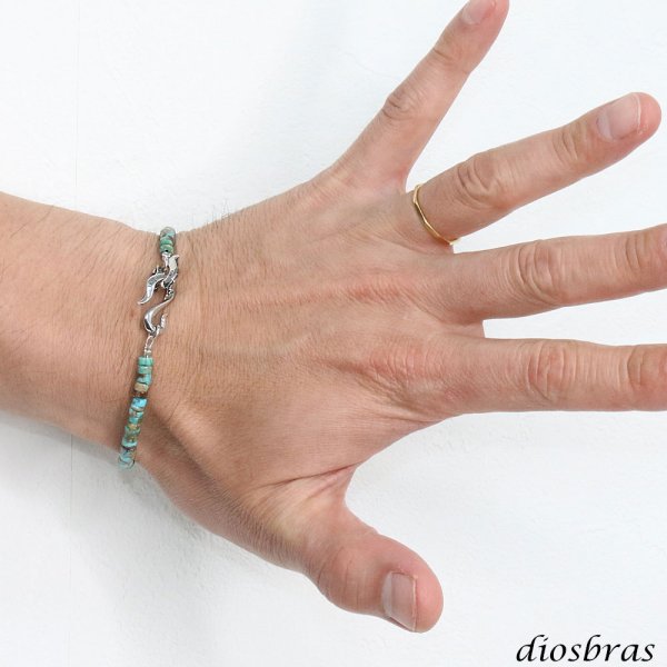 画像8: diosbras-ディオブラス ターコイズ 馬蹄 ホースシュー フェザー ブレスレット ブレス メンズ ネイティブ  羽 ターコイズ オニキス シルバー９２５ チェーン さざれ石 メディスンホイール フェザー (8)