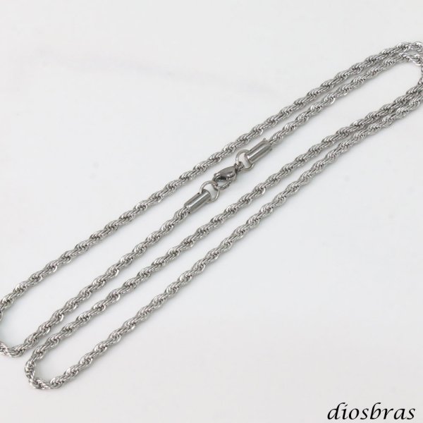 画像4: ステンレス サージカルステンレス シルバーチェーン シルバー フレンチロープ　ねじり チェーン アンカーチェーン 幅3mm 60cm ネックレス チェーン  鎖 首飾り ギフト  チェーン シルバーネックレスチェーン あずきチェーン (4)