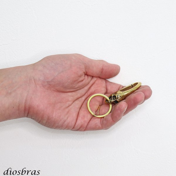 画像3: キーホルダー キーフック キーチェーン ゴールド  スカル ドクロ 骸骨 髑髏  真鍮  ブラス  キーホルダー (3)