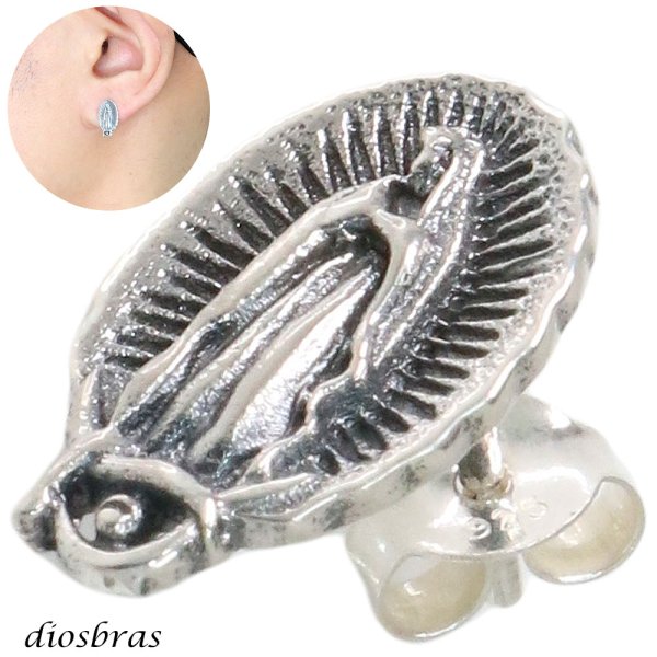 画像1: マリア ピアス クリスチャン キリスト シルバー９２５ ピアス メンズ レディース イヤリング アクセサリー マリア 本物シルバー９２５ 片方ピアス メンズ レディース 12mm (1)