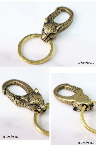 画像2: キーホルダー キーフック キーチェーン ゴールド  チーター 黒ヒョウ ヒョウ 真鍮  ブラス  キーホルダー (2)