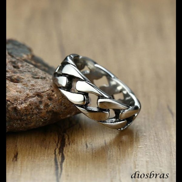 画像7: ステンレス  リング チェーン　喜平 リング シルバー 金属アレルギー対応 光沢 ゴールド 金 リング アクセサリー メンズ レディース (7)