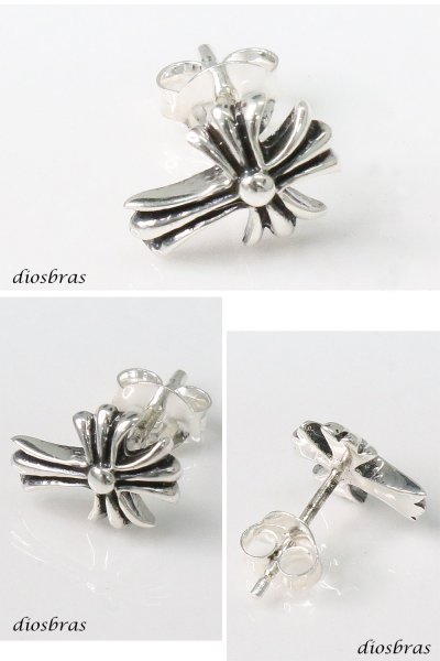 画像2: クロス ピアス シルバー９２５ 十字架 片方ピアス 片耳販売 メンズ レディース 極小クロス (2)