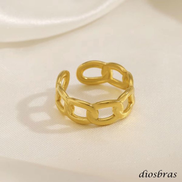 画像8: ステンレス  リング チェーン フリーサイズ 喜平 リング シルバー 金属アレルギー対応 光沢 ゴールド 金 リング アクセサリー メンズ レディース (8)